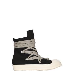 Rick Owens Drkshdw Men Megalace Overdyed Denim Sneakers, Black/Milk/Milk, 13 Oz